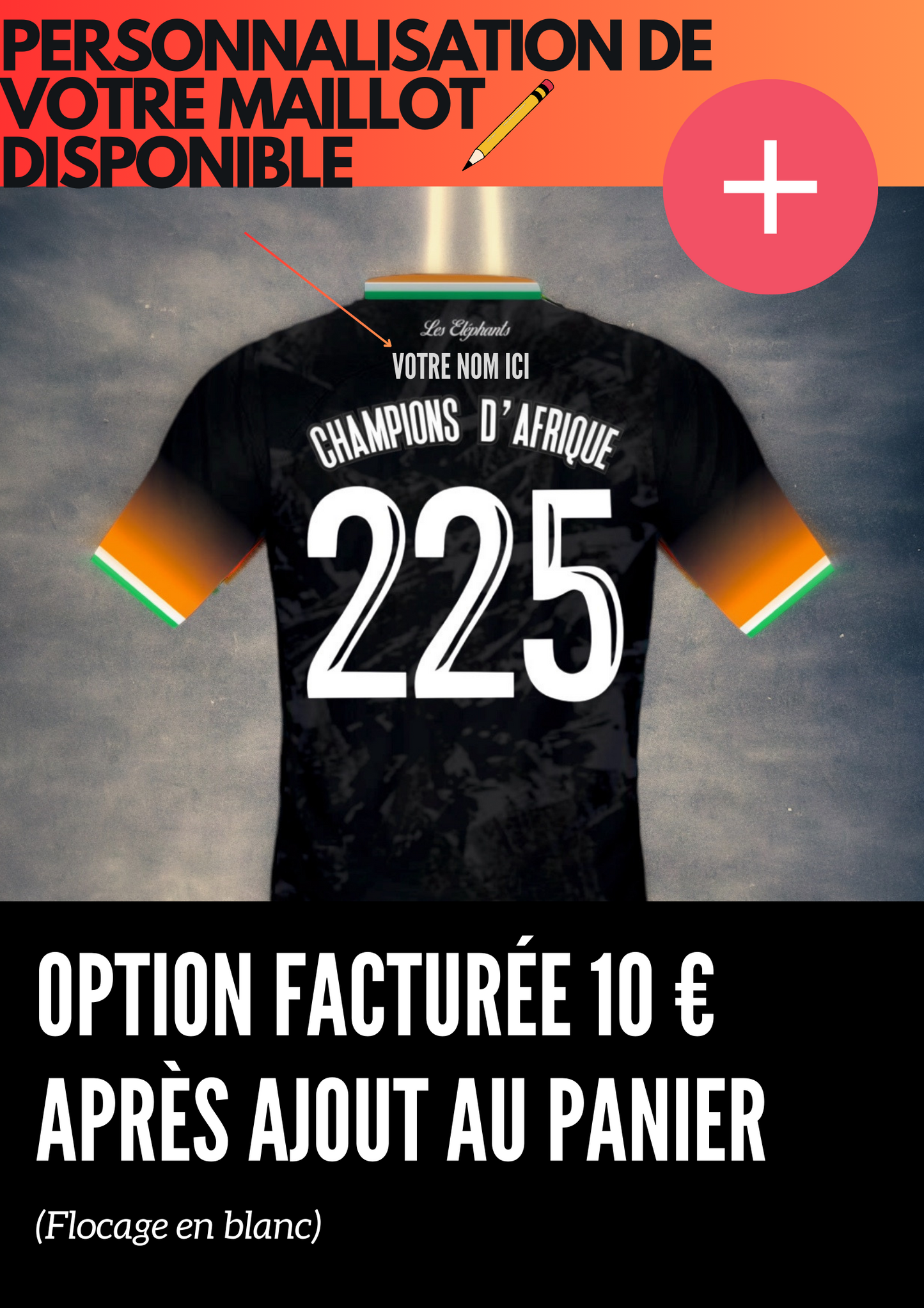 Maillot Édition limitée Côte d’Ivoire Noir 🇨🇮🌟